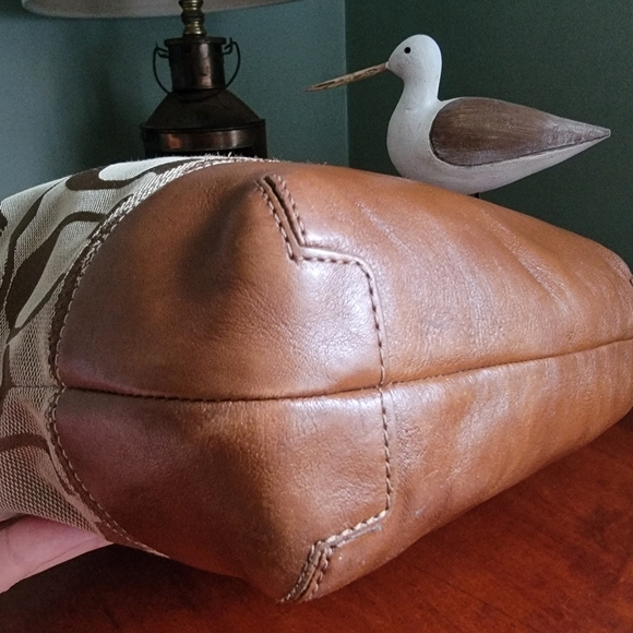 Coach North South Signature Duffel in Khaki Jacquard w/ Brown Leather #F17490 - Picture 10 of 15